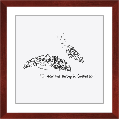 shrimp restaurant framed prints