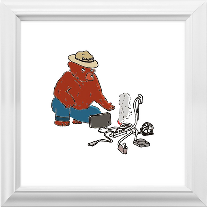 indoor fire smokey framed print