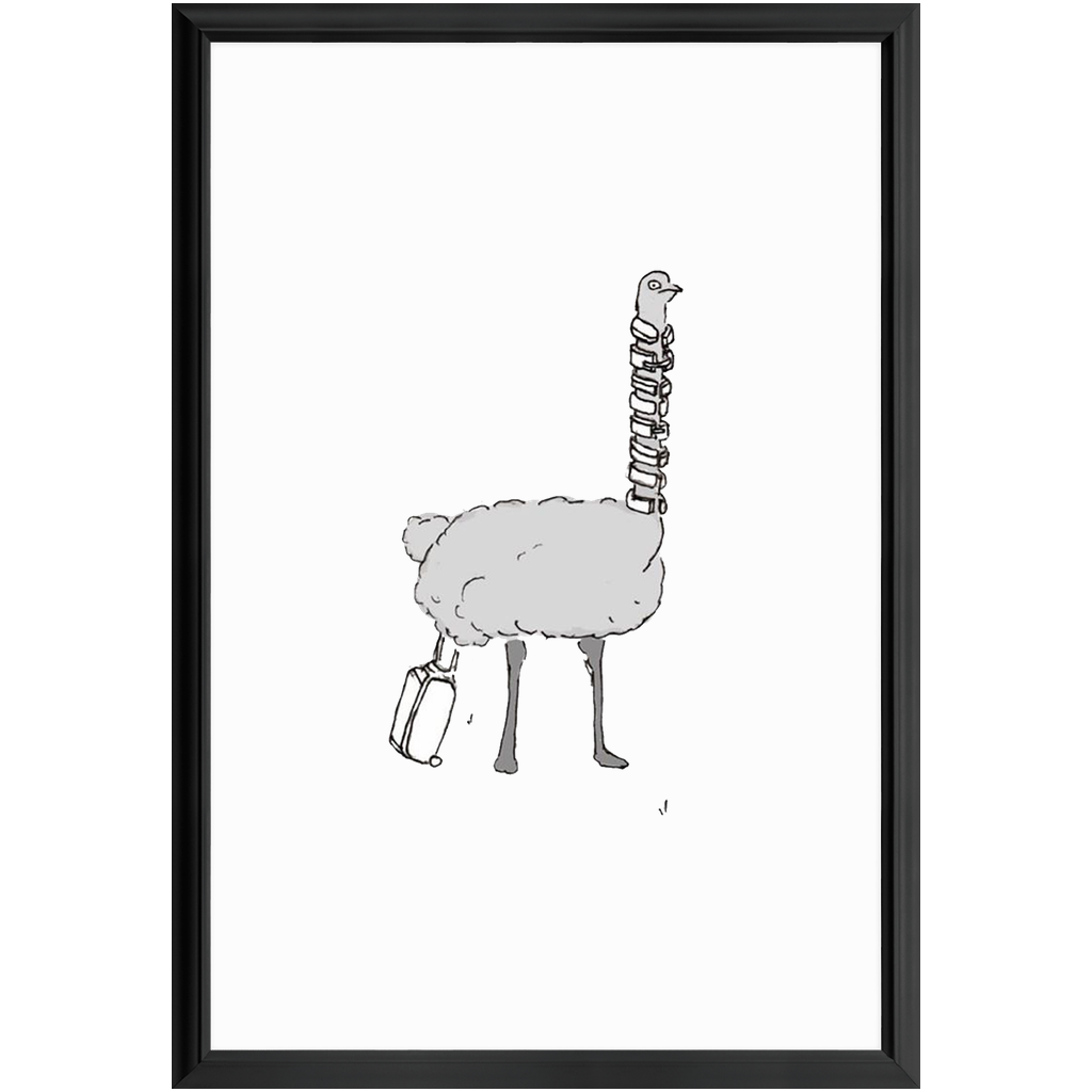 solo flying ostrich framed print