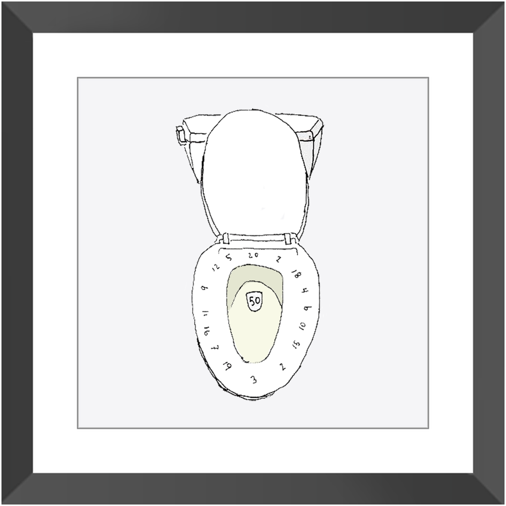 toilet bullseye framed print