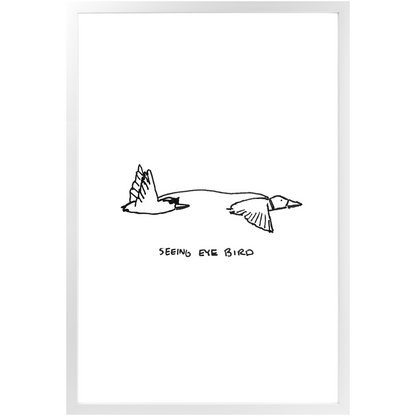 seeing-eye bird framed print