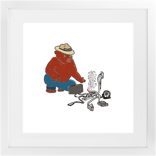 indoor fire smokey framed print