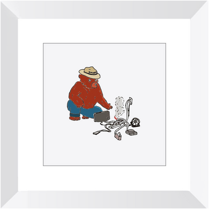 indoor fire smokey framed print