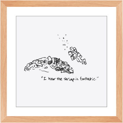 shrimp restaurant framed prints