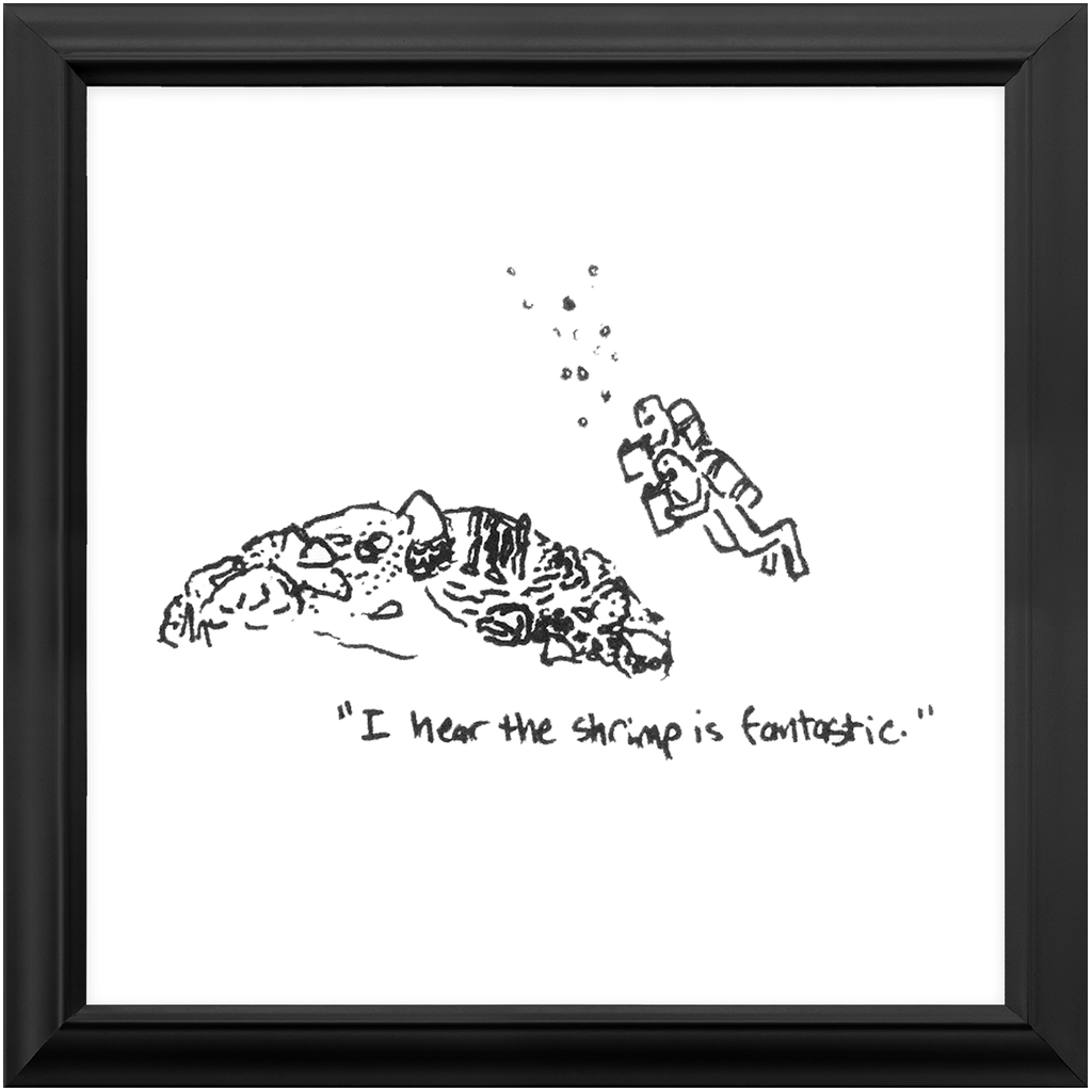 shrimp restaurant framed prints