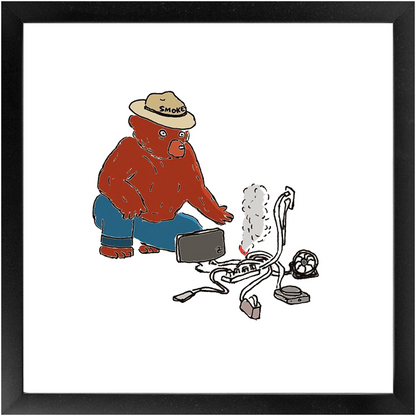 indoor fire smokey framed print