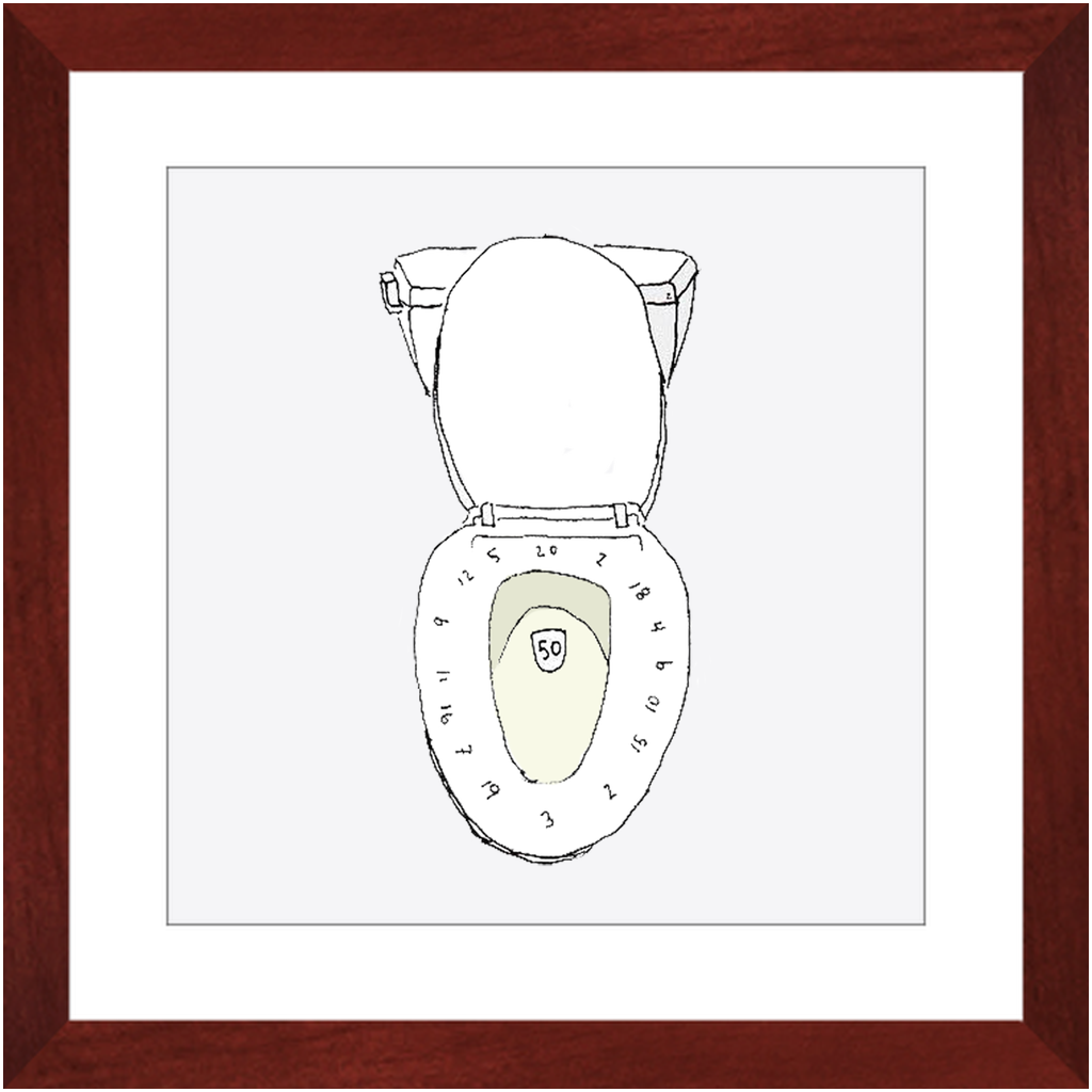 toilet bullseye framed print