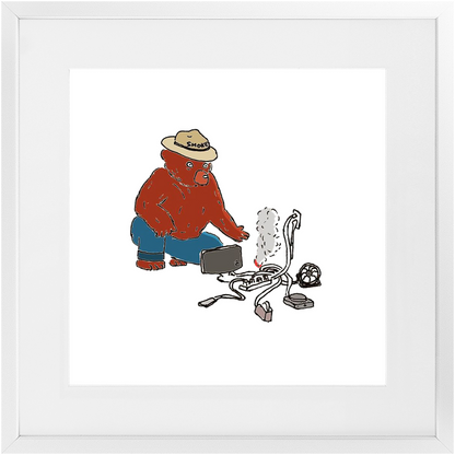 indoor fire smokey framed print