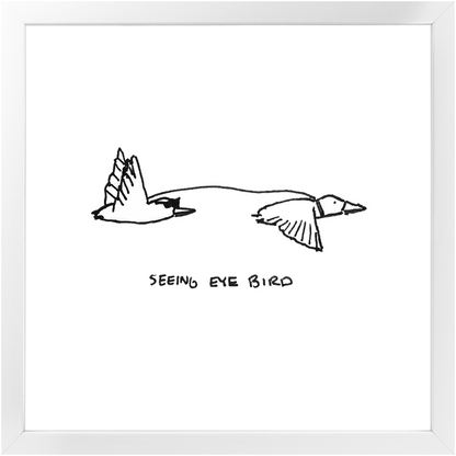 seeing-eye bird framed print