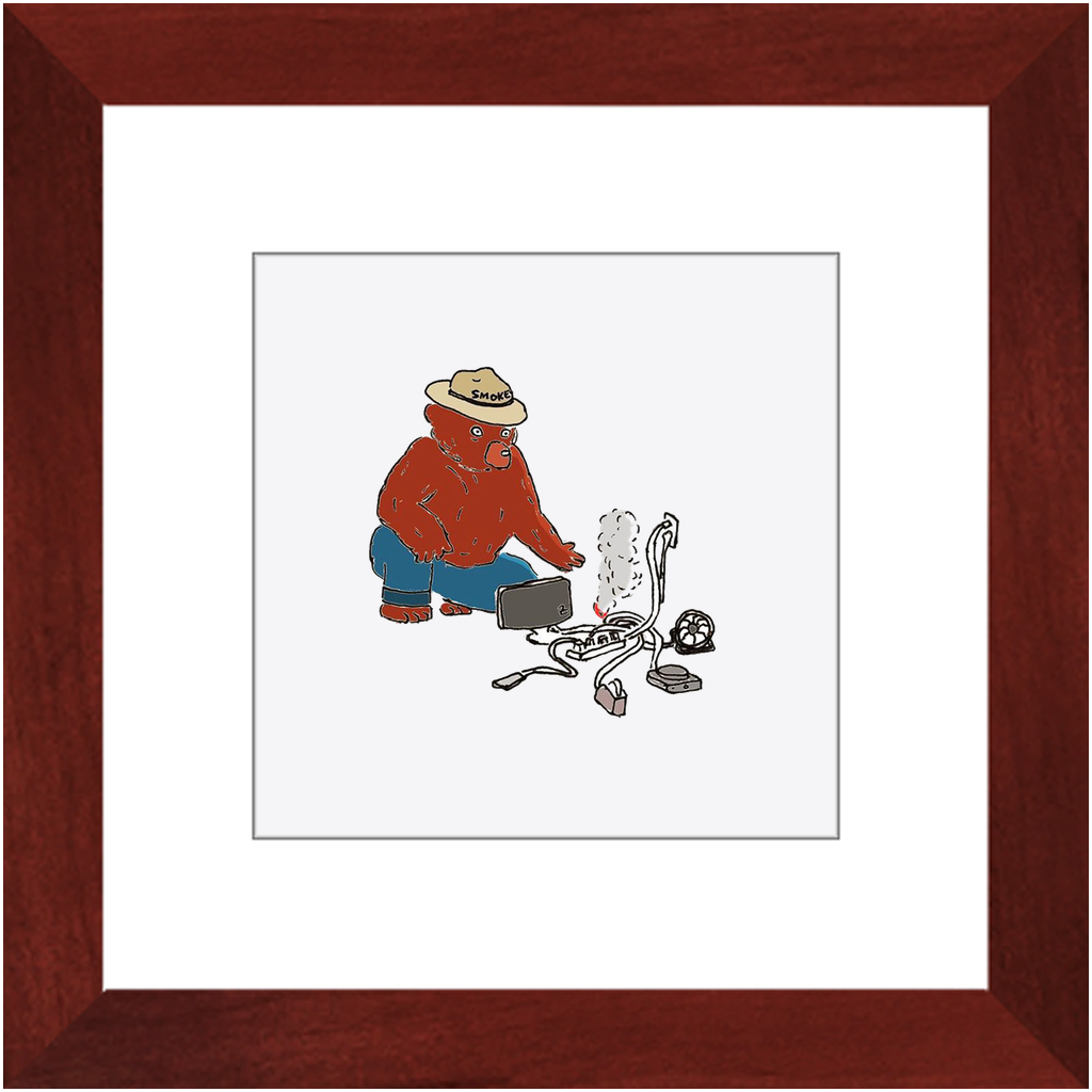 indoor fire smokey framed print