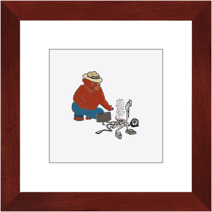 indoor fire smokey framed print