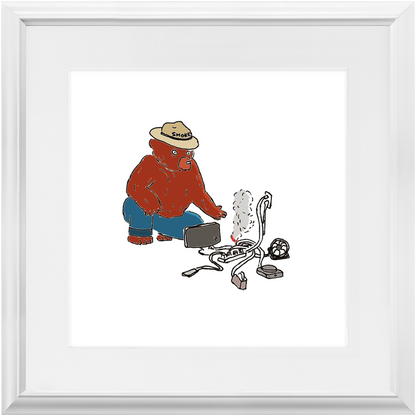 indoor fire smokey framed print