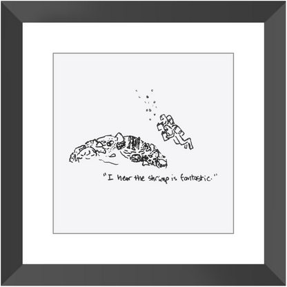 shrimp restaurant framed prints