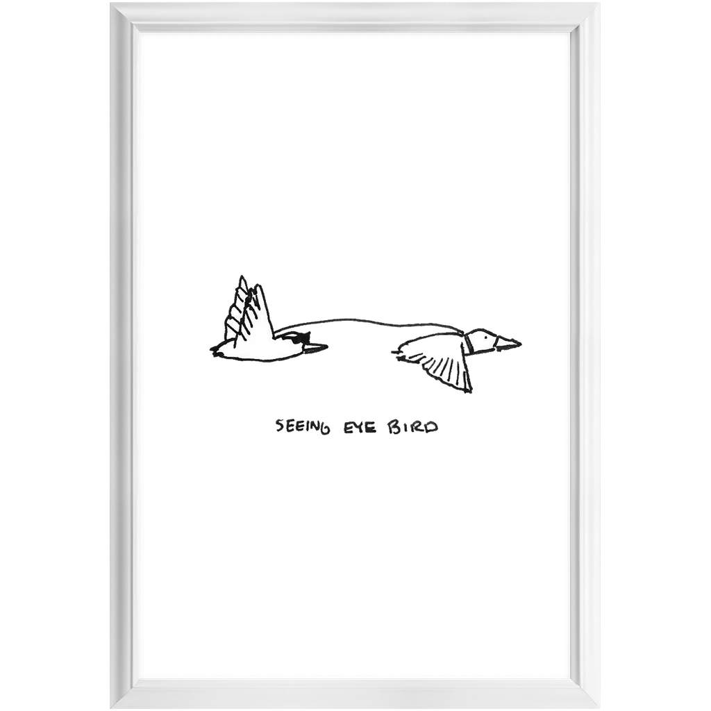 seeing-eye bird framed print
