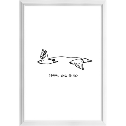 seeing-eye bird framed print