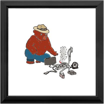 indoor fire smokey framed print