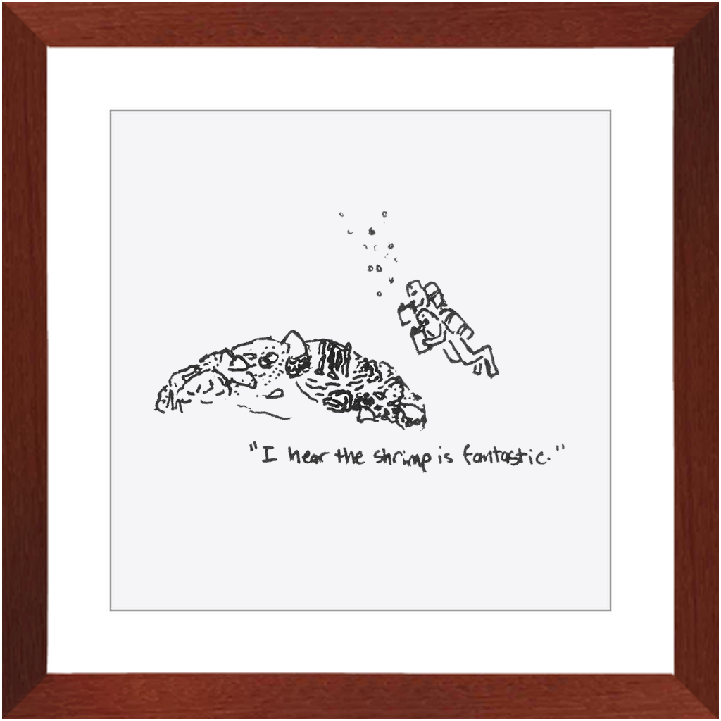 shrimp restaurant framed prints