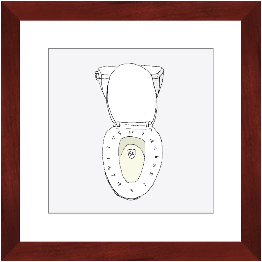 toilet bullseye framed print