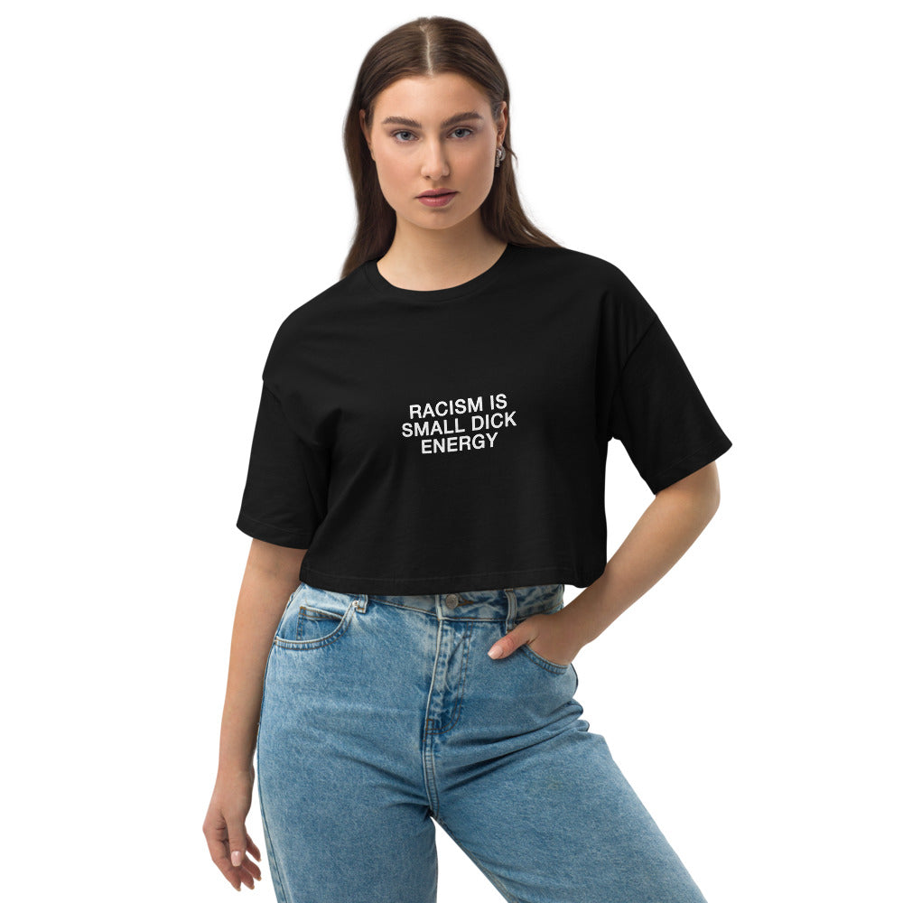 racism energy drop shoulder crop top