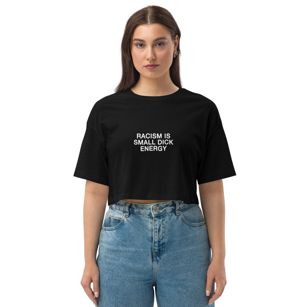 racism energy drop shoulder crop top