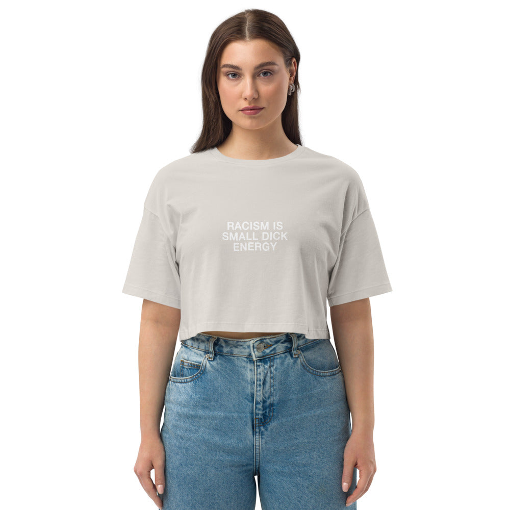 racism energy drop shoulder crop top
